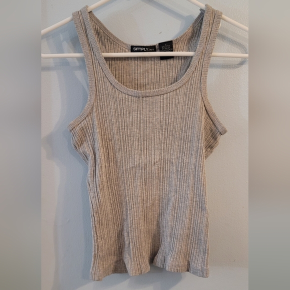 Simply gray tank top cotton spandex L - Picture 1 of 6